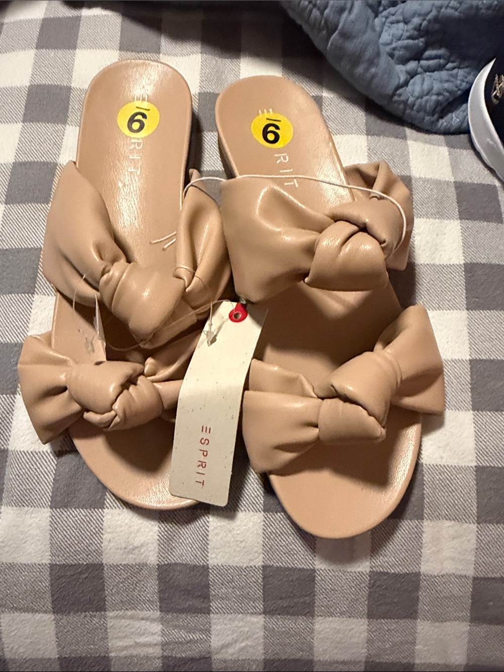 Esprit Nude Bow Double-Strap Slide Sandals